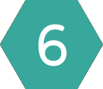 Blue Hexagon with the number 6 in the center